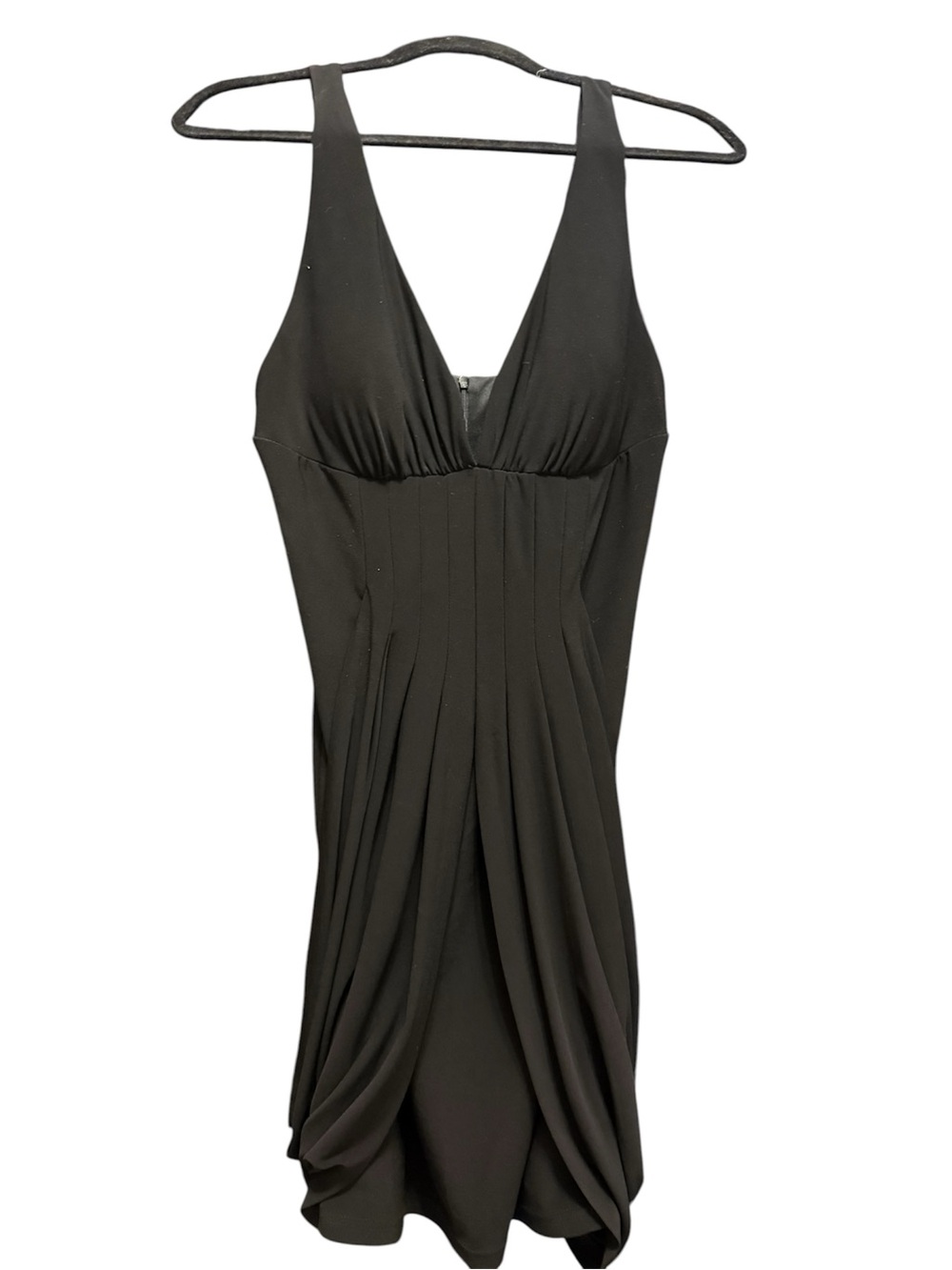 JOSEPH RIBKOFF Black V-Neck Draped Midi Dress US 10 - Picture 2 of 5